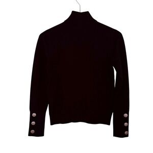 Marella Sport Black‎ Turtleneck Sweater with Buttons on Sleeve Medium